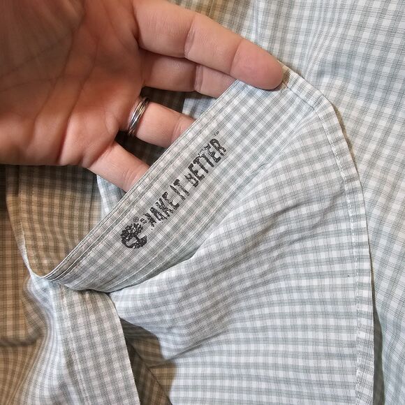 Timberland Shirt Mens Casual Long Sleeve Button Down Green Plaid 100% Cotton XL - Picture 6 of 12